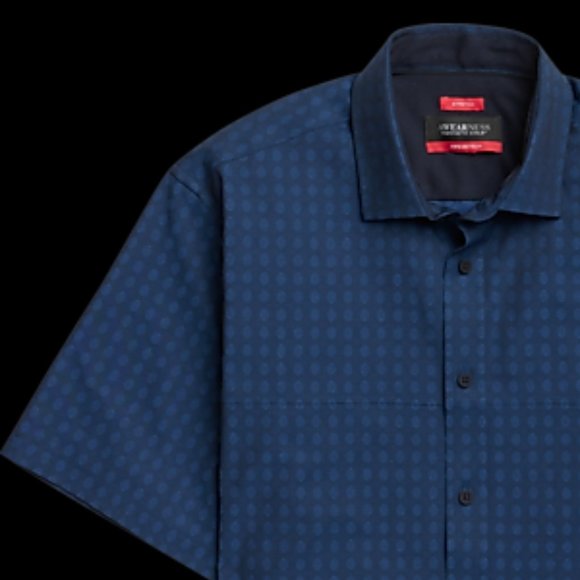 Kenneth Cole Awear-Tech Blue Short Sleeve Shirt - Picture 3 of 6